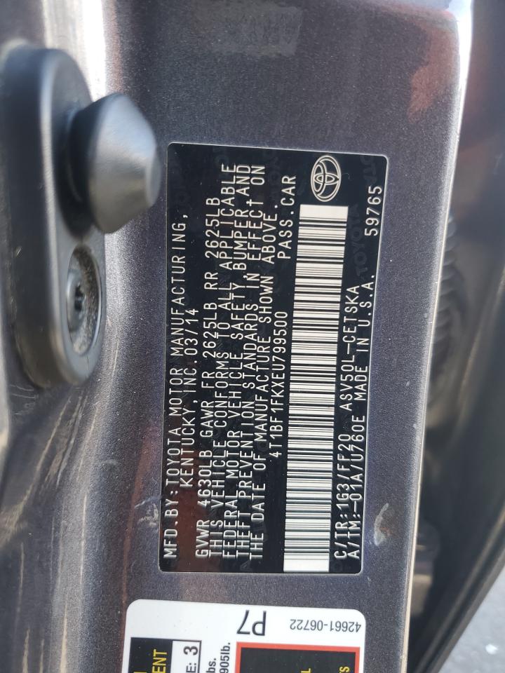 2014 Toyota Camry L VIN: 4T1BF1FKXEU799500 Lot: 82252705