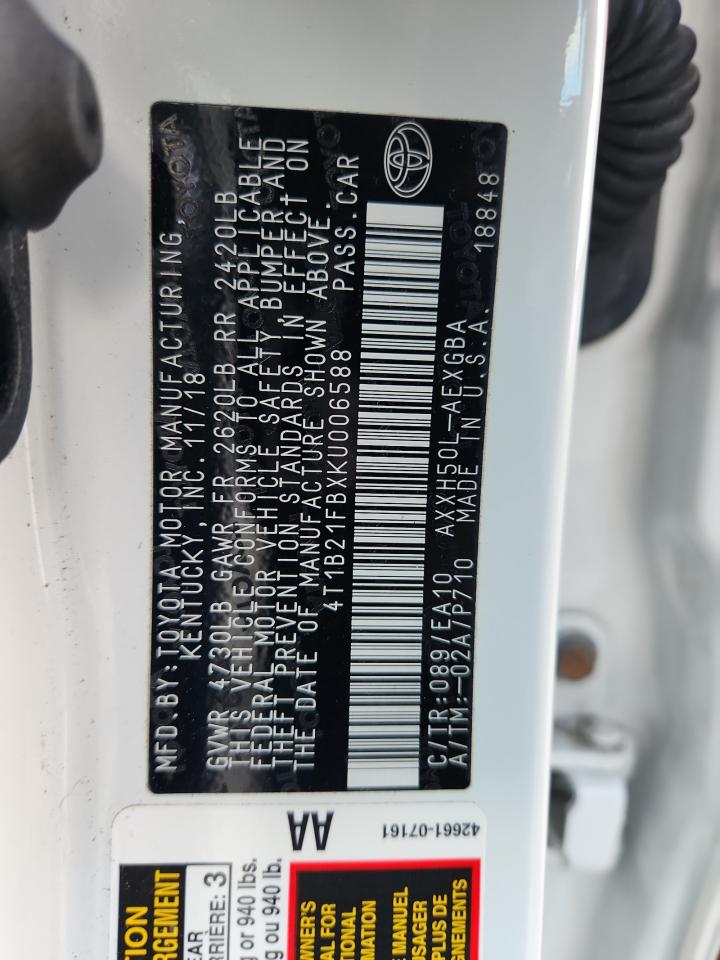 2019 Toyota Avalon Xle VIN: 4T1B21FBXKU006588 Lot: 82742645