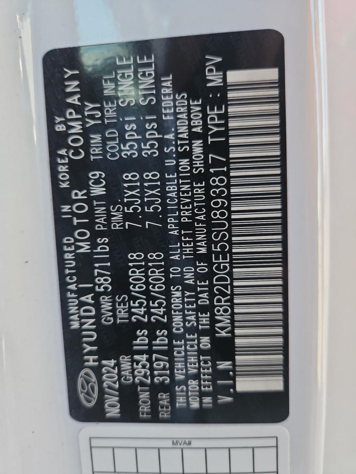 2025 Hyundai Palisade Sel VIN: KM8R2DGE5SU893817 Lot: 85311365