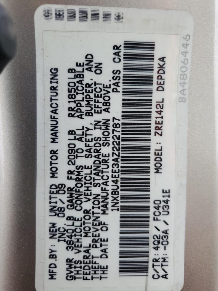 2010 Toyota Corolla Base VIN: 1NXBU4EE3AZ222787 Lot: 86151955