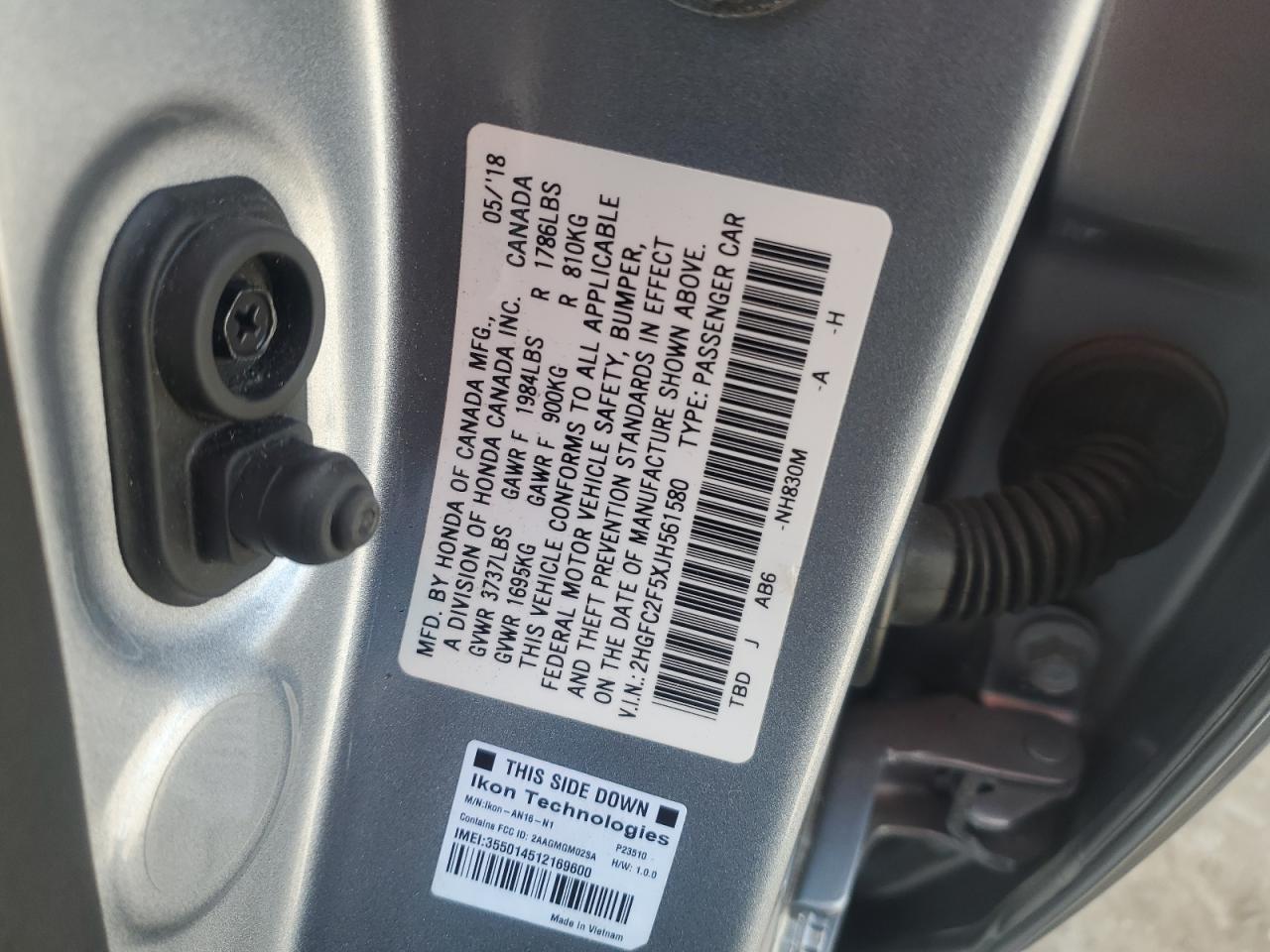 2018 Honda Civic Lx VIN: 2HGFC2F5XJH561580 Lot: 86155715