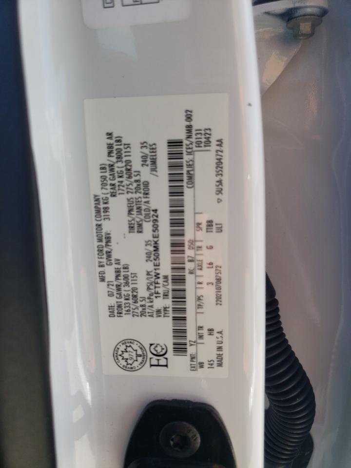 2021 Ford F150 Supercrew VIN: 1FTFW1E50MKE50924 Lot: 86685415