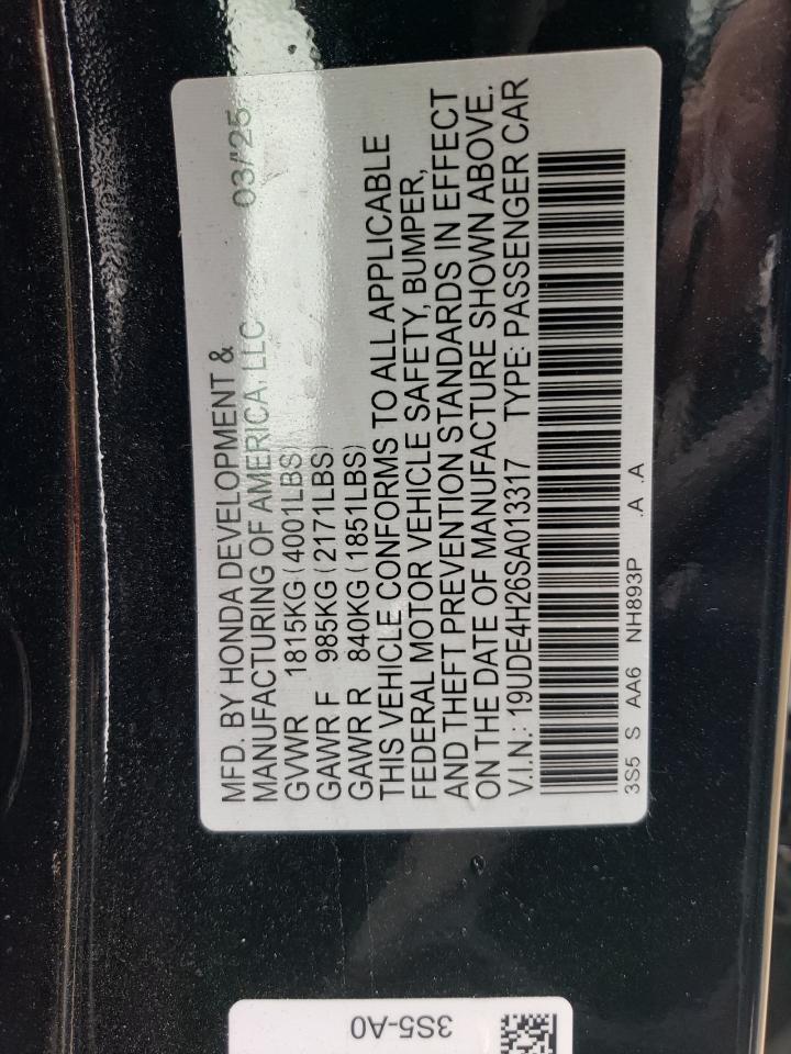 2025 Acura Integra VIN: 19UDE4H26SA013317 Lot: 85731315