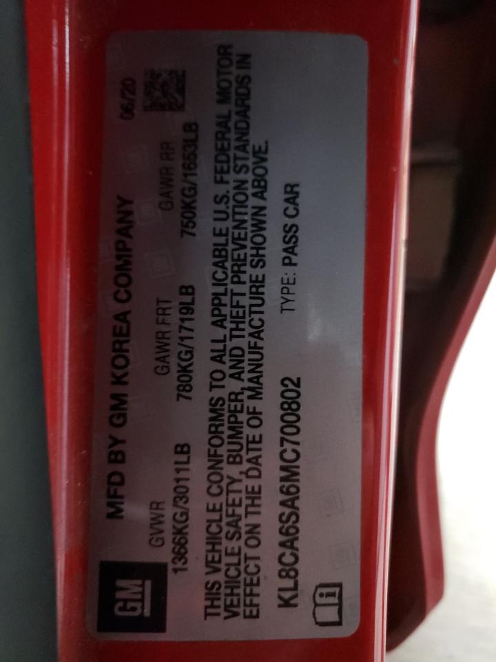 2021 Chevrolet Spark Ls VIN: KL8CA6SA6MC700802 Lot: 91022275