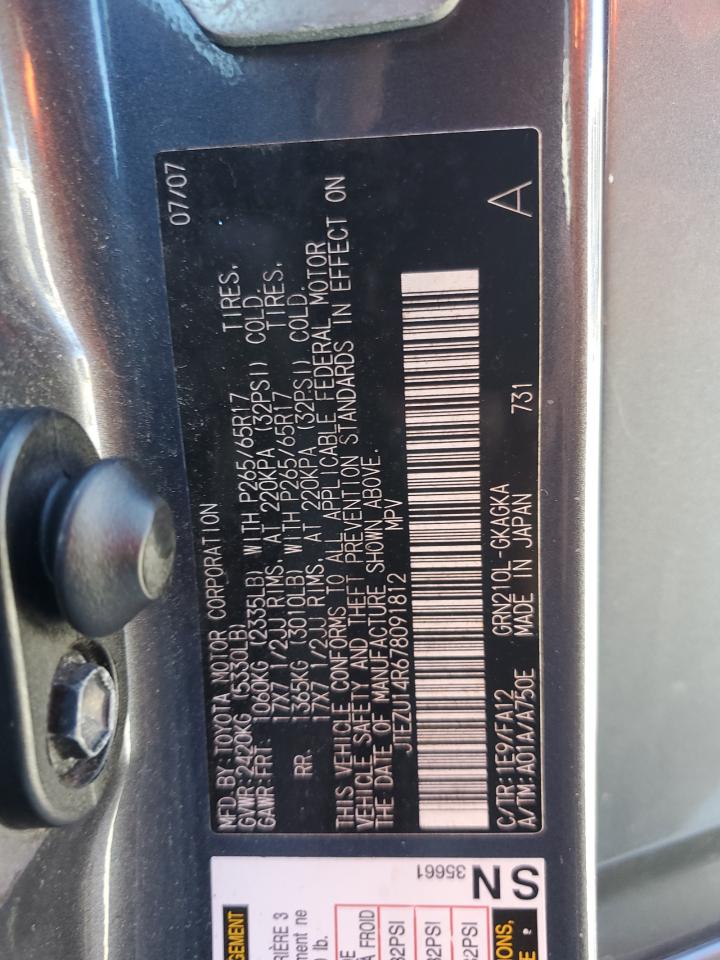 2007 Toyota 4Runner Sr5 VIN: JTEZU14R678091812 Lot: 85582235