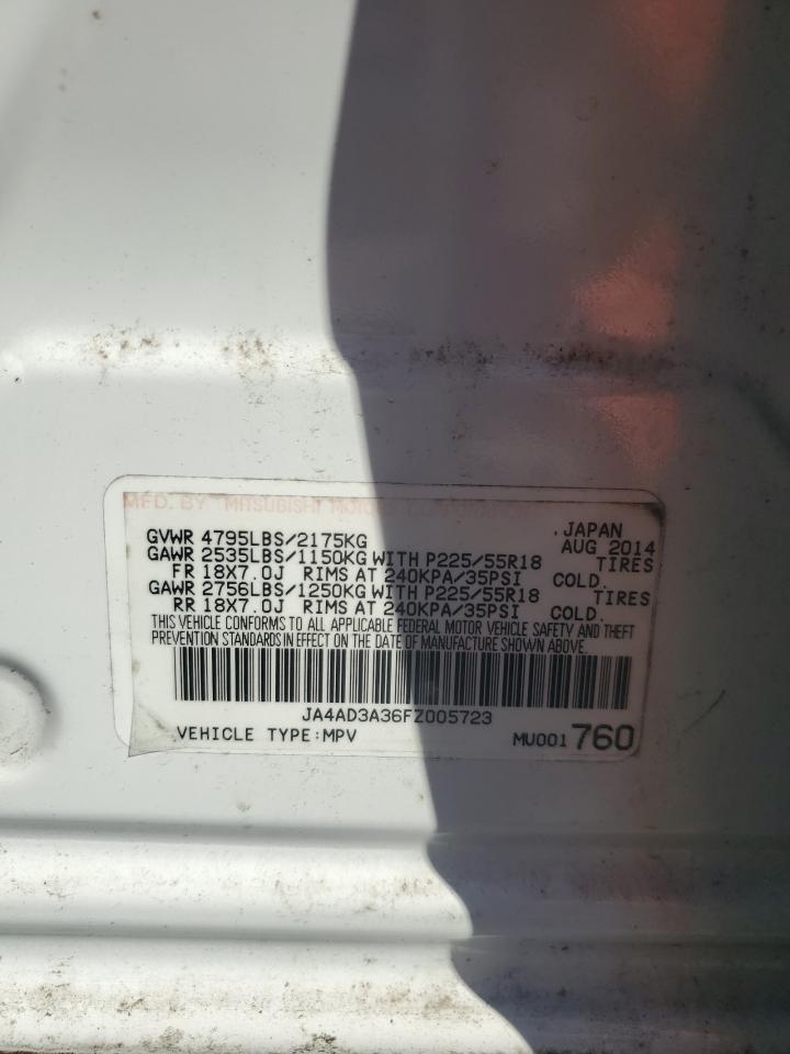 2015 Mitsubishi Outlander Se VIN: JA4AD3A36FZ005723 Lot: 82457655