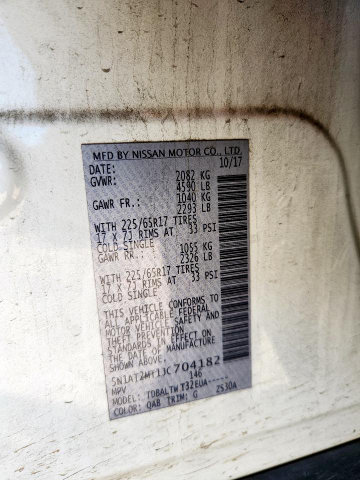 2018 Nissan Rogue S VIN: 5N1AT2MT1JC704182 Lot: 82288845