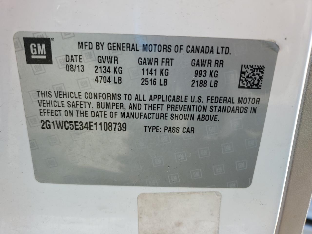 2014 Chevrolet Impala Limited Ltz VIN: 2G1WC5E34E1108739 Lot: 94392025