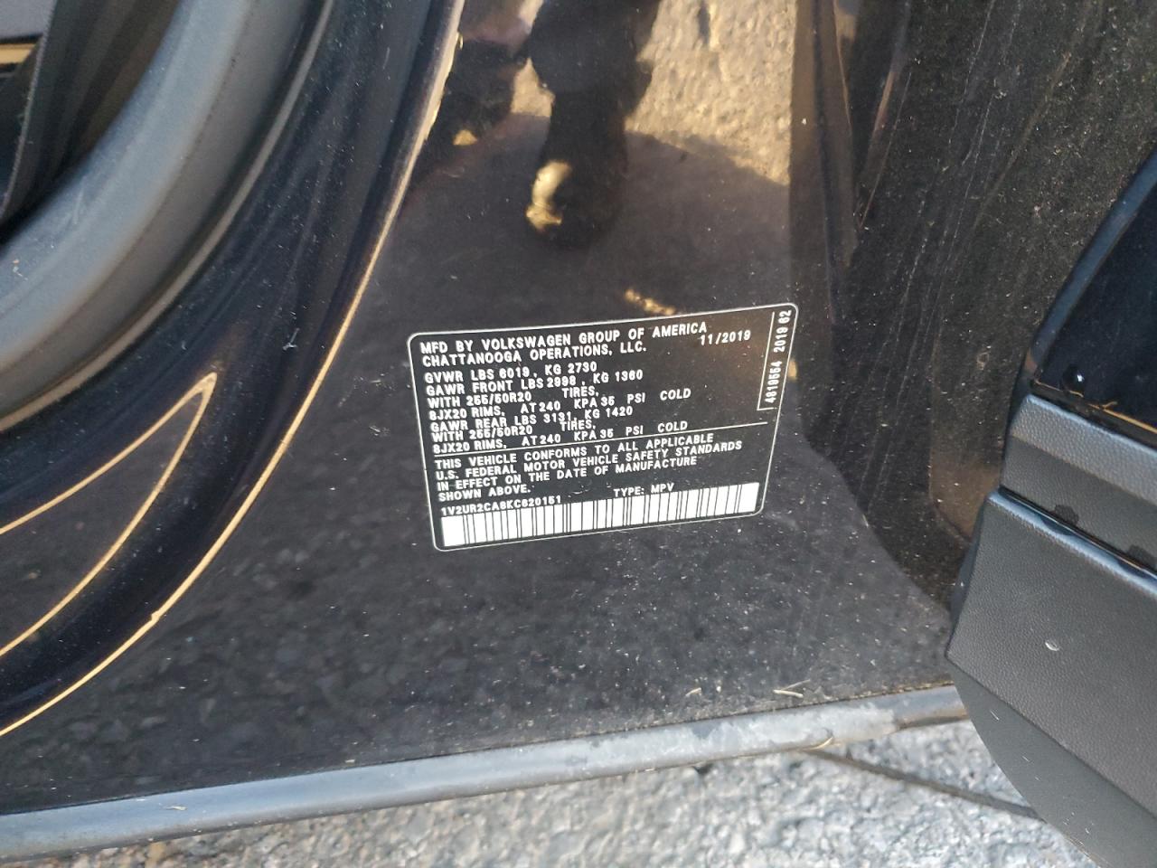 2019 Volkswagen Atlas Se VIN: 1V2UR2CA8KC620151 Lot: 82382005