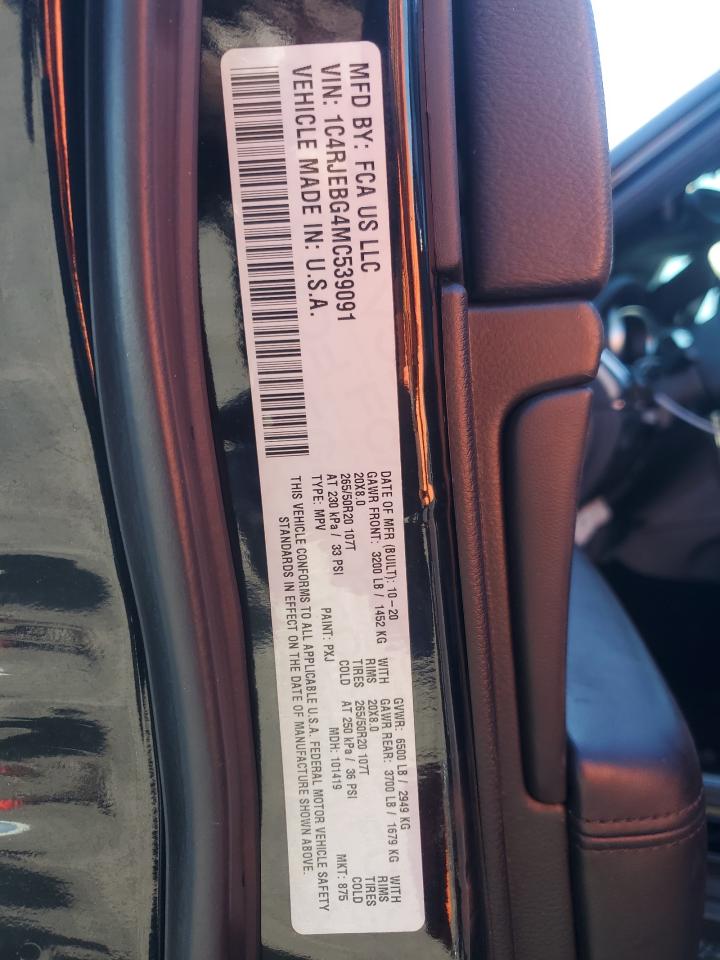 2021 Jeep Grand Cherokee Limited VIN: 1C4RJEBG4MC539091 Lot: 85670915