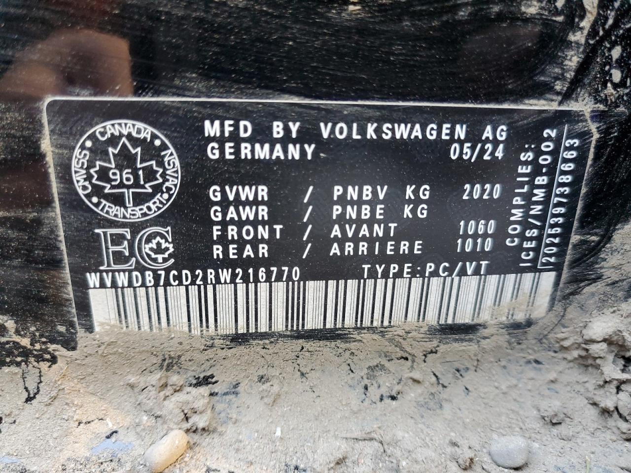 2024 Volkswagen Golf R VIN: WVWDB7CD2RW216770 Lot: 84602785