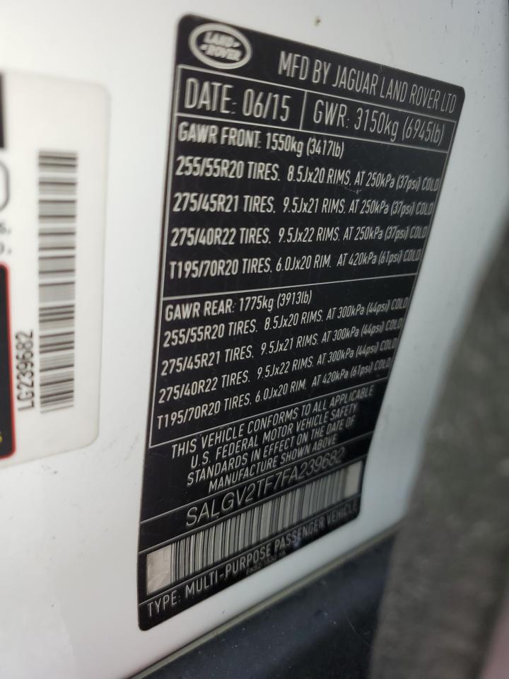 2015 Land Rover Range Rover Autobiography VIN: SALGV2TF7FA239682 Lot: 90618595