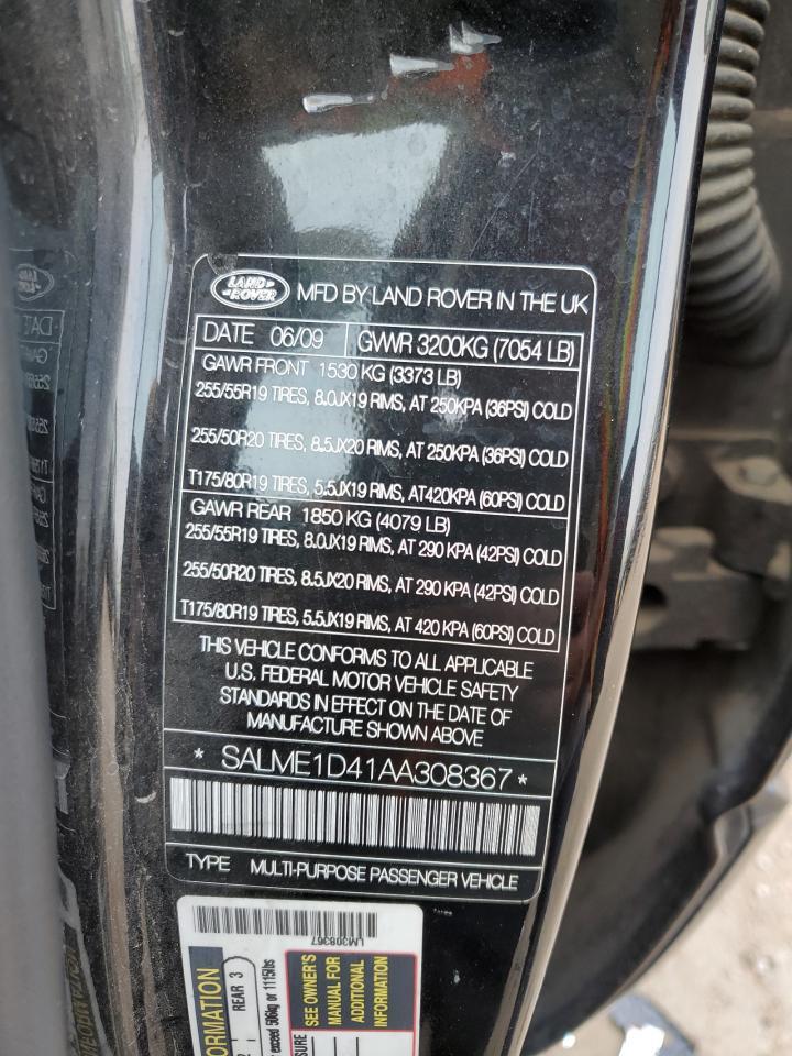 2010 Land Rover Range Rover Hse VIN: SALME1D41AA308367 Lot: 90931645