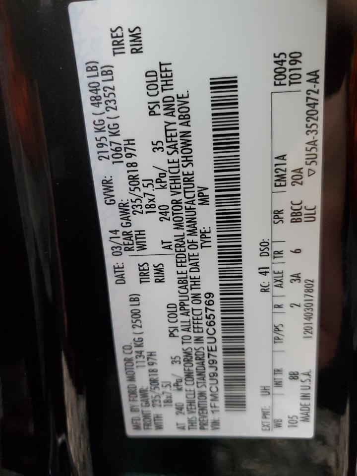 2014 Ford Escape Titanium VIN: 1FMCU9J97EUC65769 Lot: 85495495