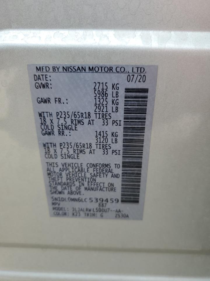 2020 Infiniti Qx60 Luxe VIN: 5N1DL0MN6LC539459 Lot: 87448915