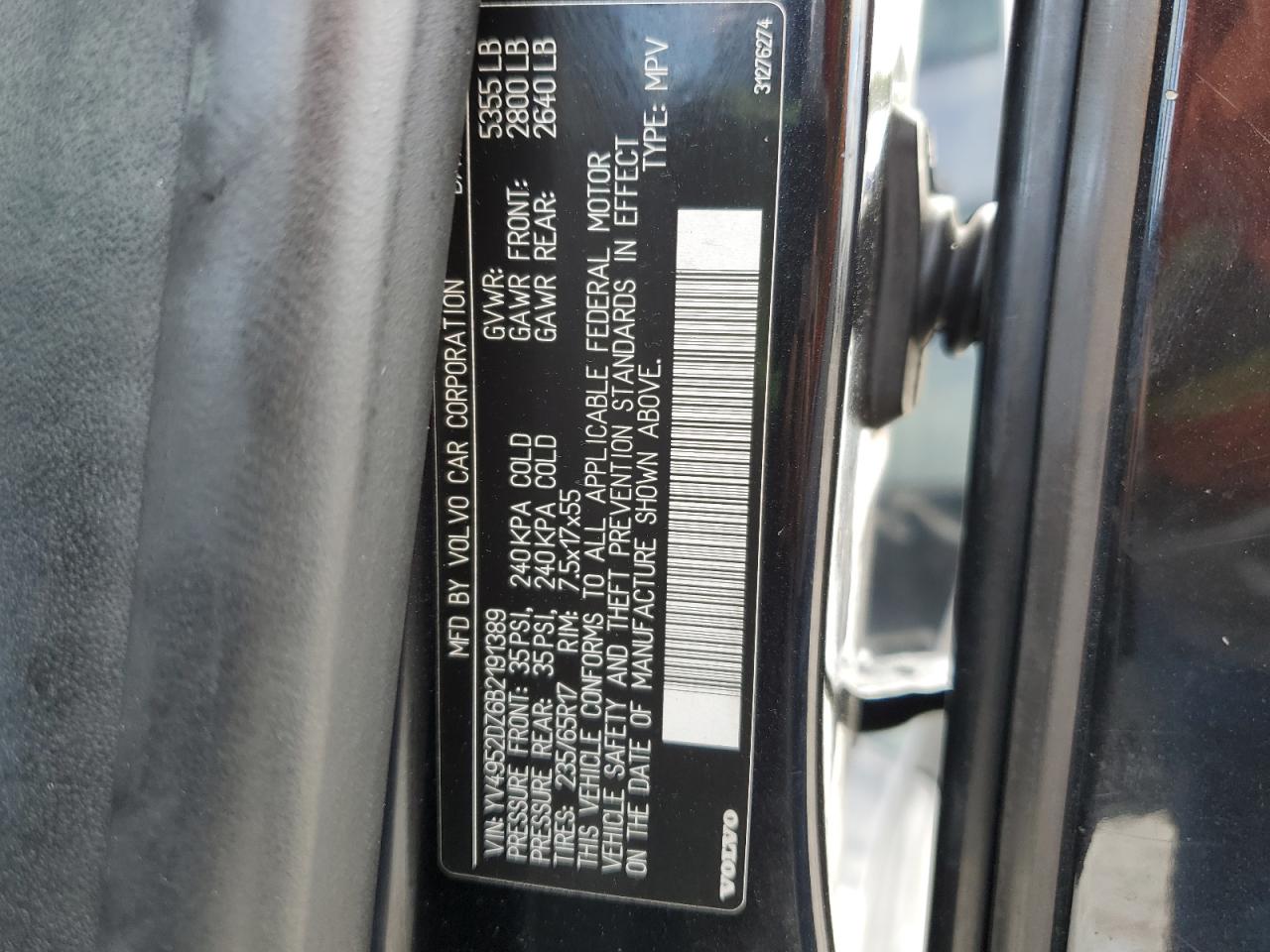 2011 Volvo Xc60 3.2 VIN: YV4952DZ6B2191389 Lot: 82330415