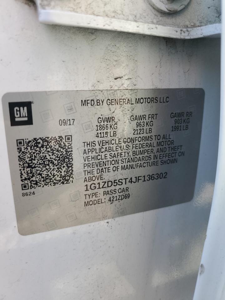 2018 Chevrolet Malibu Lt VIN: 1G1ZD5ST4JF136302 Lot: 85784575