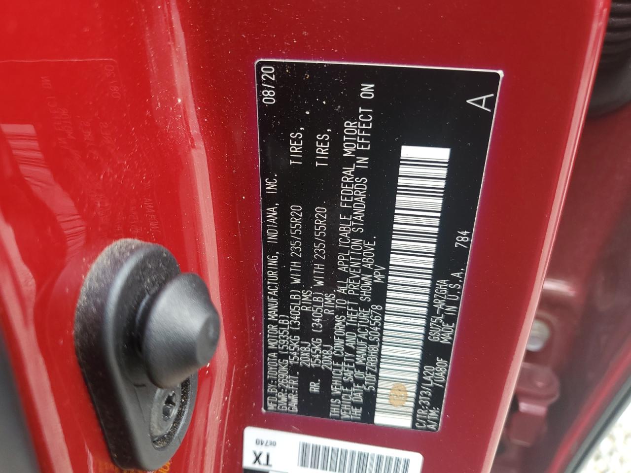 2020 Toyota Highlander Platinum VIN: 5TDFZRBH8LS045678 Lot: 86235715