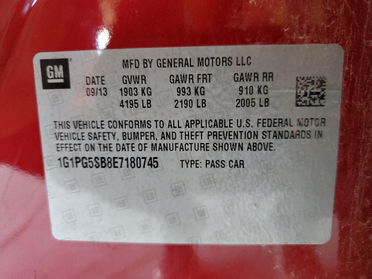2014 Chevrolet Cruze Ltz VIN: 1G1PG5SB8E7180745 Lot: 85197705