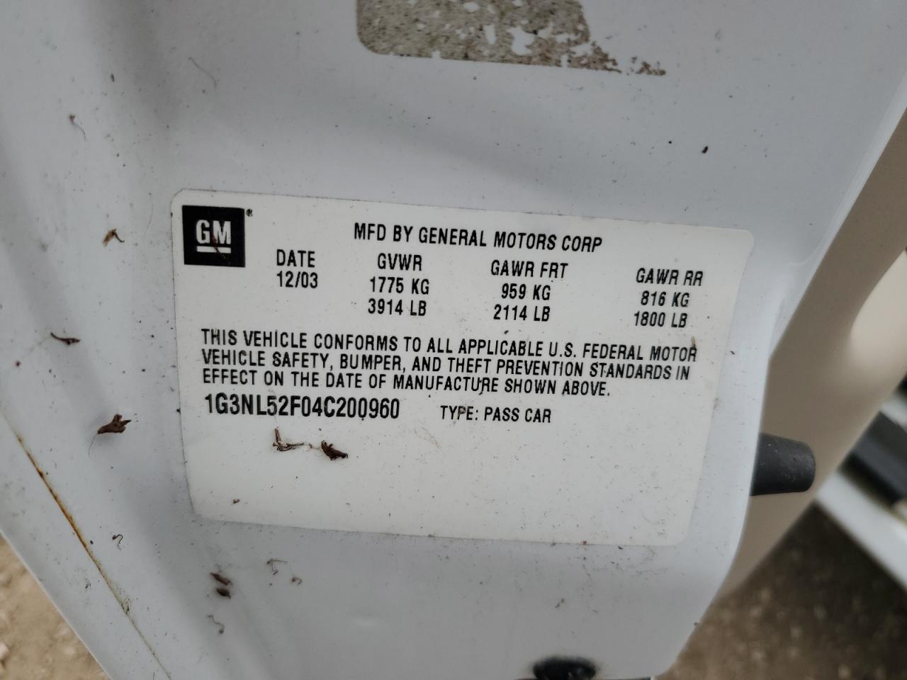 2004 Oldsmobile Alero Gl VIN: 1G3NL52F04C200960 Lot: 86294935