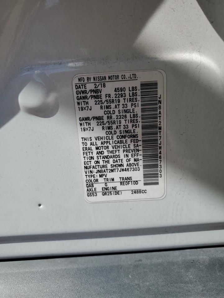 2018 Nissan Rogue S VIN: JN8AT2MT7JW467303 Lot: 85820805