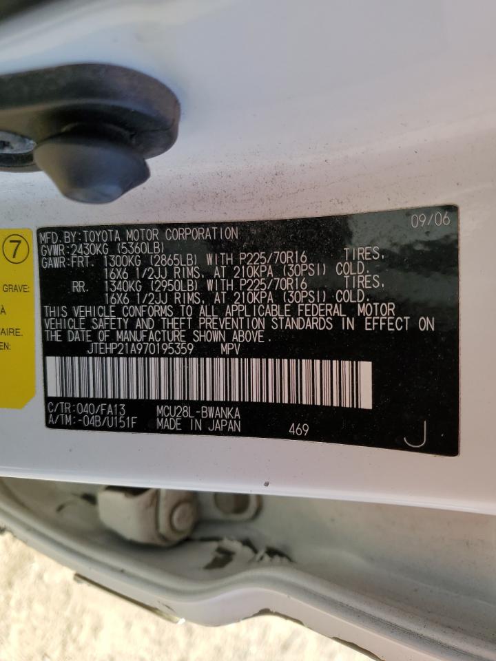 2007 Toyota Highlander Sport VIN: JTEHP21A970195359 Lot: 82231045