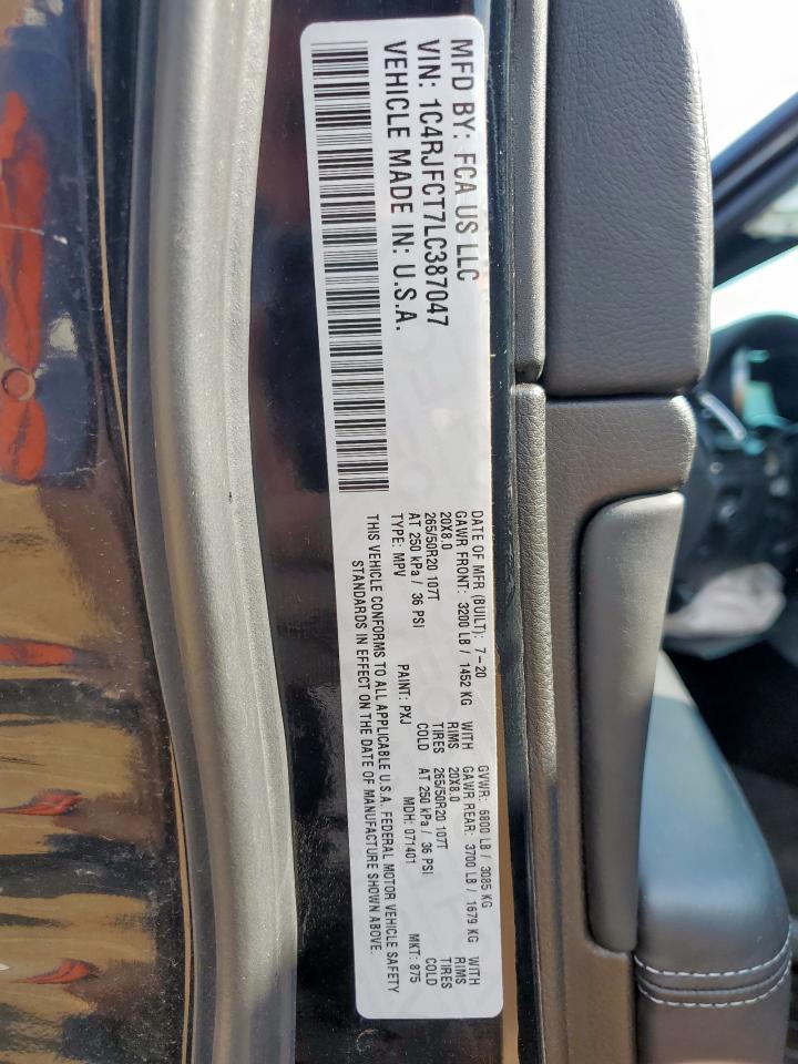 2020 Jeep Grand Cherokee Overland VIN: 1C4RJFCT7LC387047 Lot: 84711965