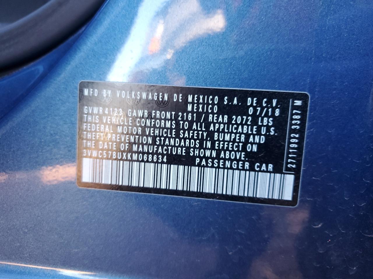 2019 Volkswagen Jetta S VIN: 3VWC57BUXKM068634 Lot: 82447315
