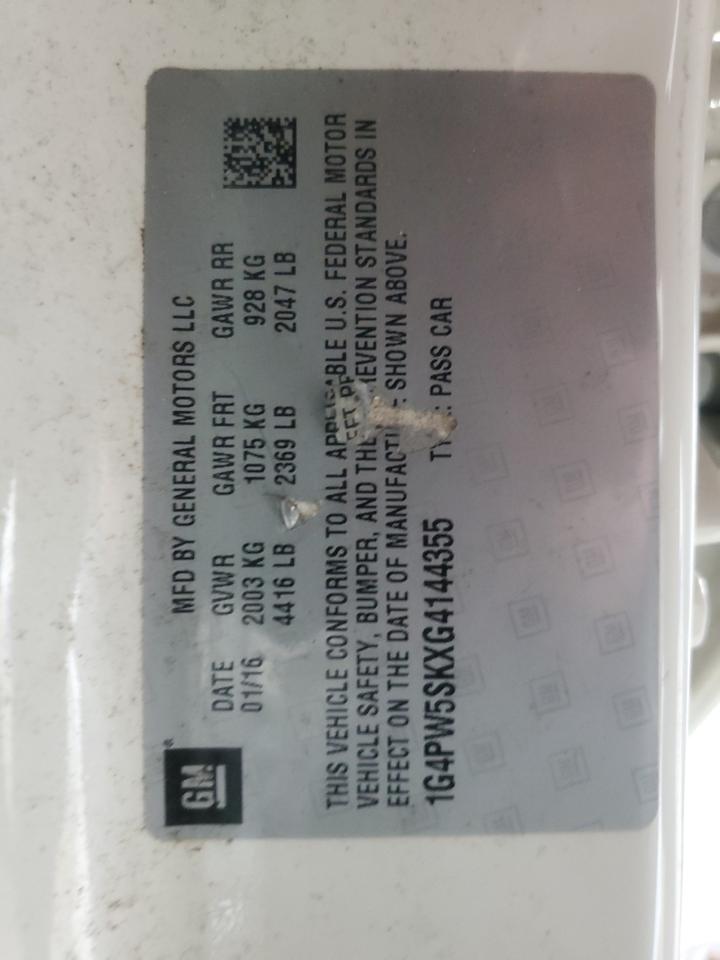 2016 Buick Verano Sport Touring VIN: 1G4PW5SKXG4144355 Lot: 84575975