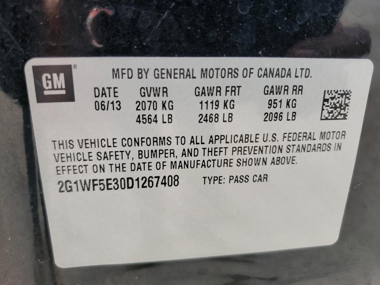 2013 Chevrolet Impala Ls VIN: 2G1WF5E30D1267408 Lot: 82177995