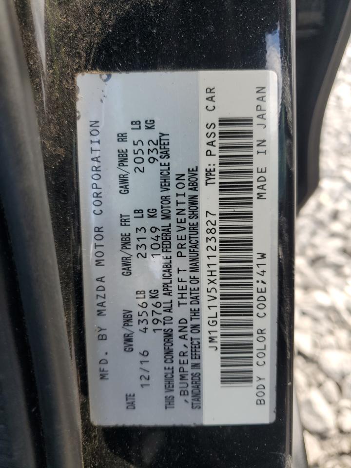 2017 Mazda 6 Touring VIN: JM1GL1V5XH1123827 Lot: 85494005