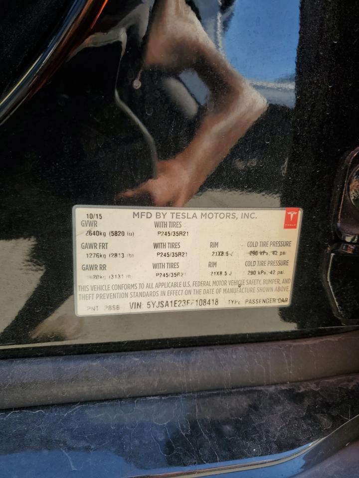 2015 Tesla Model S VIN: 5YJSA1E23FF108418 Lot: 82449535