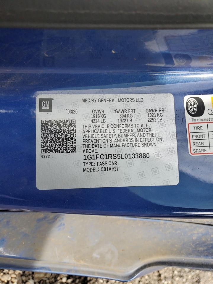 2020 Chevrolet Camaro Lt VIN: 1G1FC1RS5L0133880 Lot: 85602385