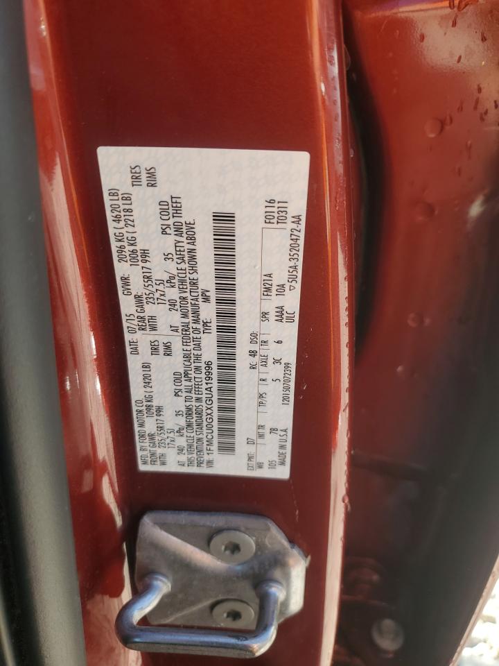 2016 Ford Escape Se VIN: 1FMCU0GXXGUA19996 Lot: 86105355