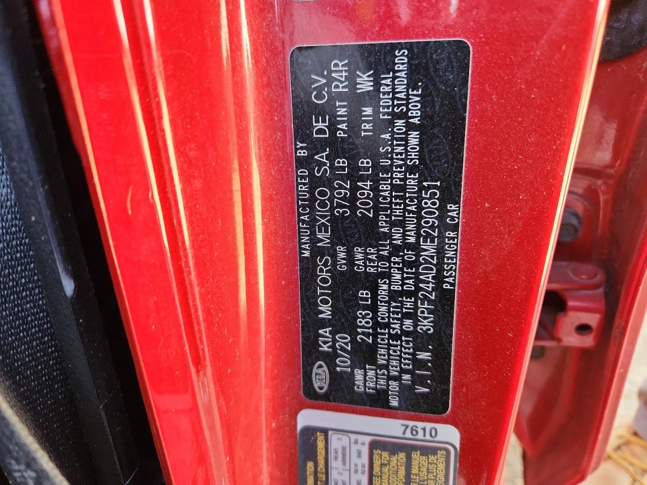 2021 Kia Forte Fe VIN: 3KPF24AD2ME290851 Lot: 90060635