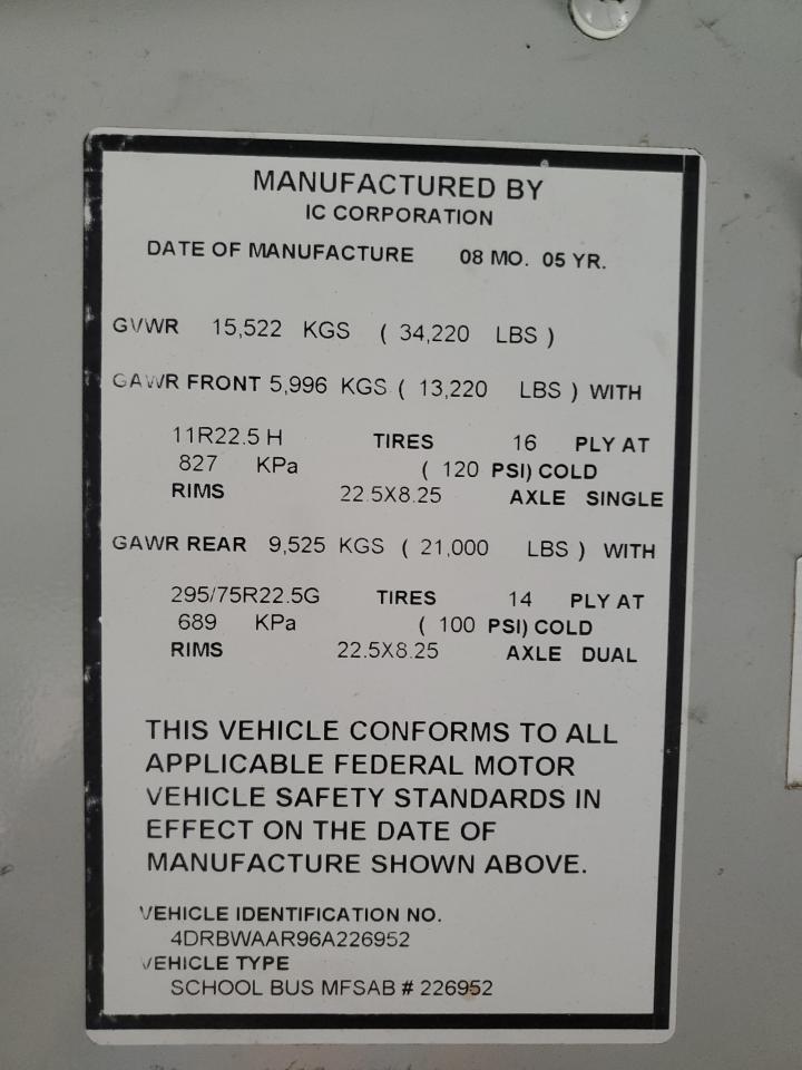 2006 Ic Corporation 3000 VIN: 4DRBWAAR96A226952 Lot: 86209245