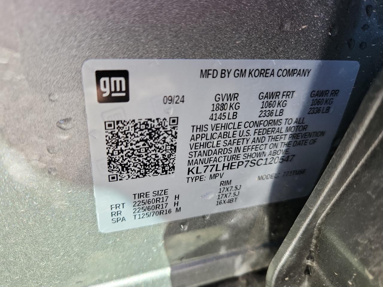 2025 Chevrolet Trax 1Lt VIN: KL77LHEP7SC120547 Lot: 84523145