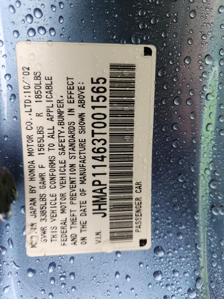 2003 Honda S2000 VIN: JHMAP11463T001565 Lot: 90117615