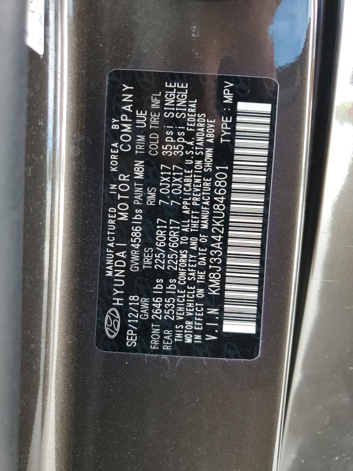 2019 Hyundai Tucson Limited VIN: KM8J33A42KU846801 Lot: 85926435