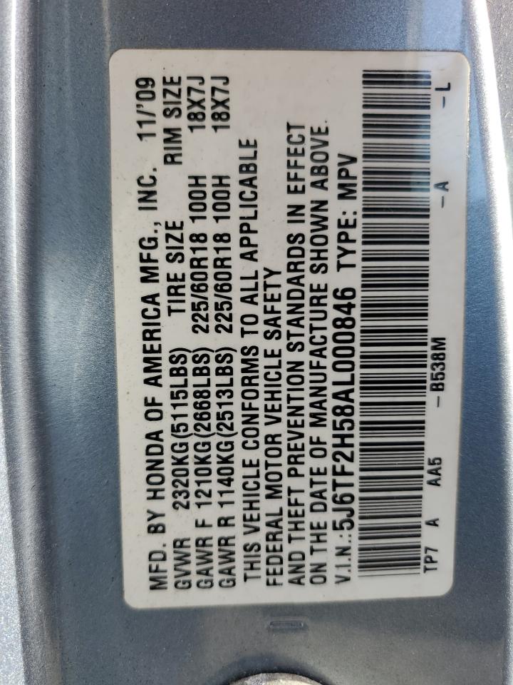 2010 Honda Accord Crosstour Exl VIN: 5J6TF2H58AL000846 Lot: 84972335