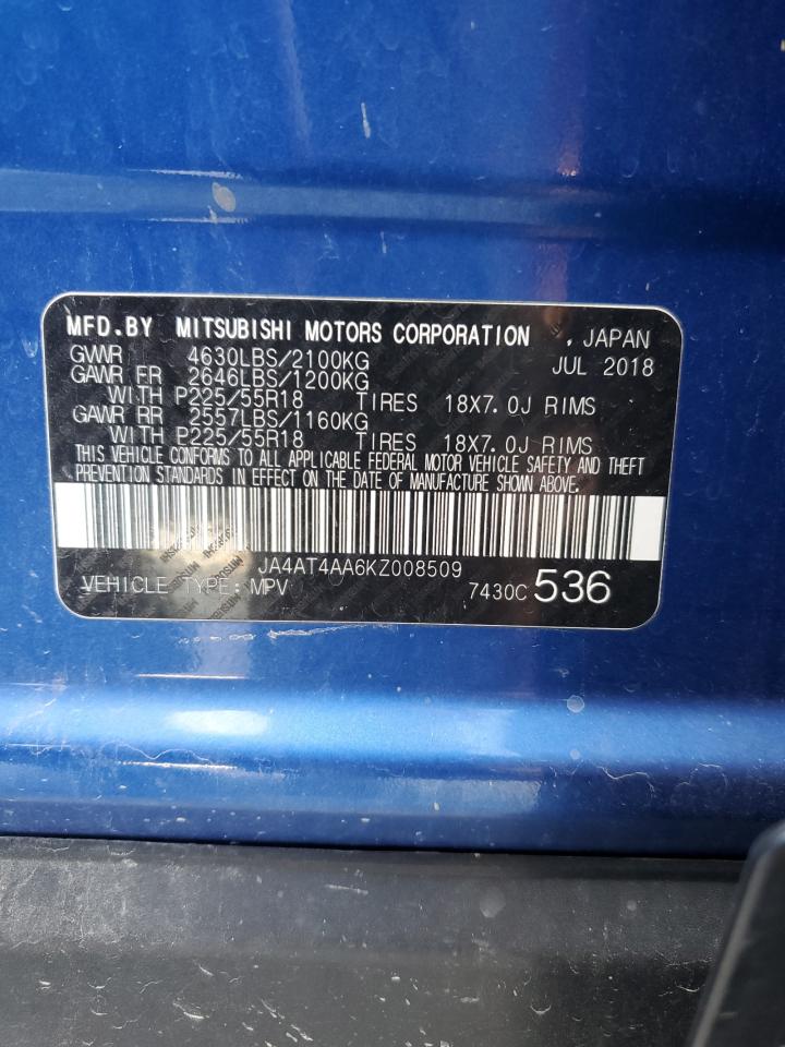 2019 Mitsubishi Eclipse Cross Le VIN: JA4AT4AA6KZ008509 Lot: 90254185