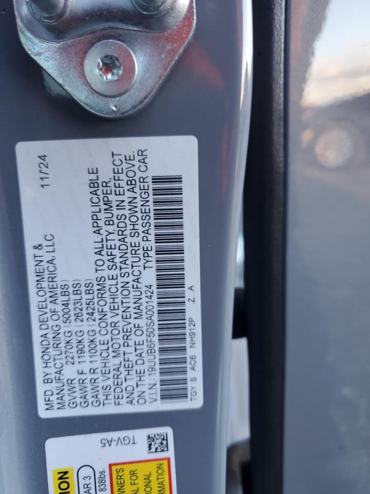 2025 Acura Tlx A-Spec VIN: 19UUB6F50SA001424 Lot: 90034495