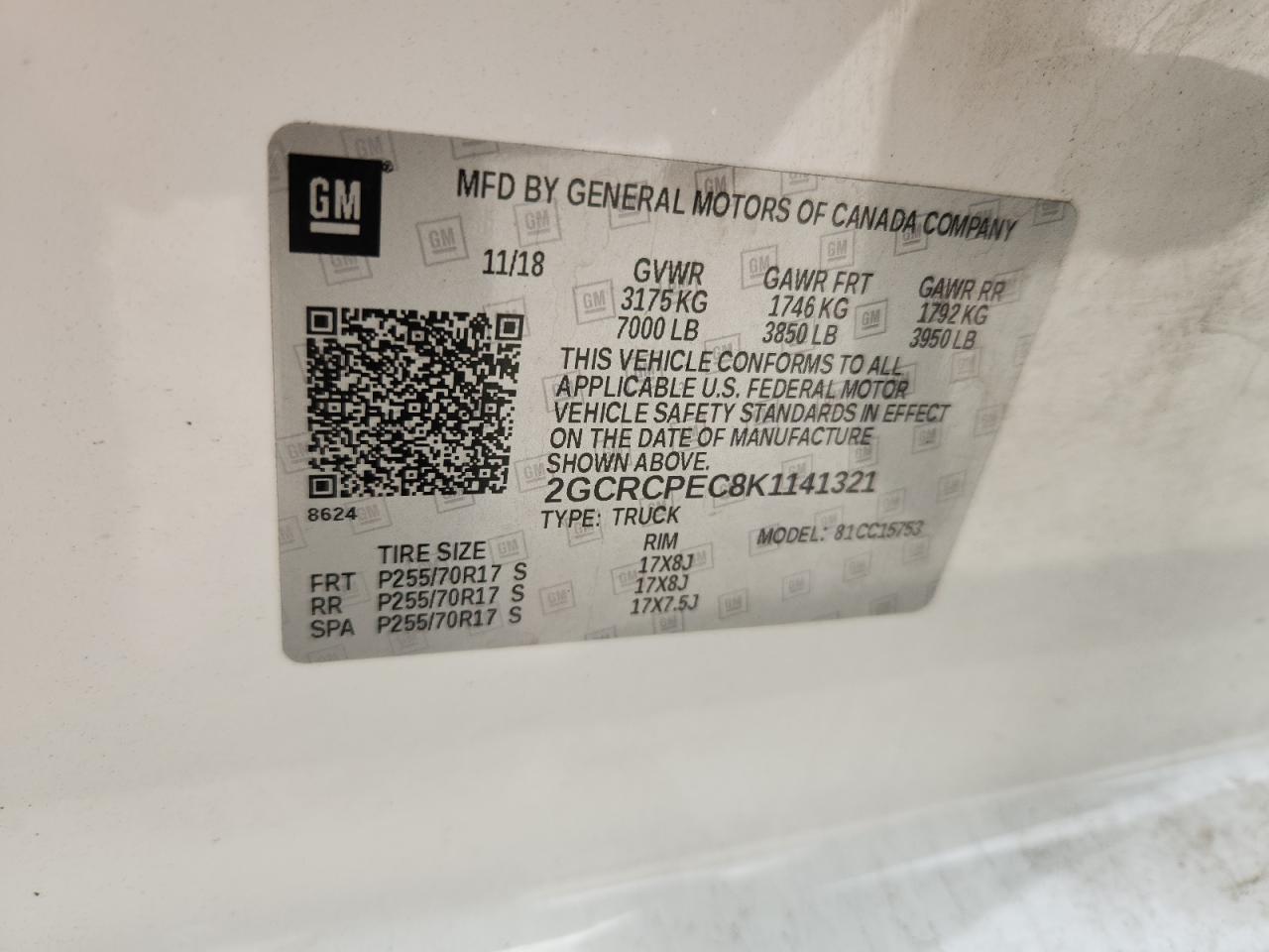 2019 Chevrolet Silverado Ld C1500 Lt VIN: 2GCRCPEC8K1141321 Lot: 82274445