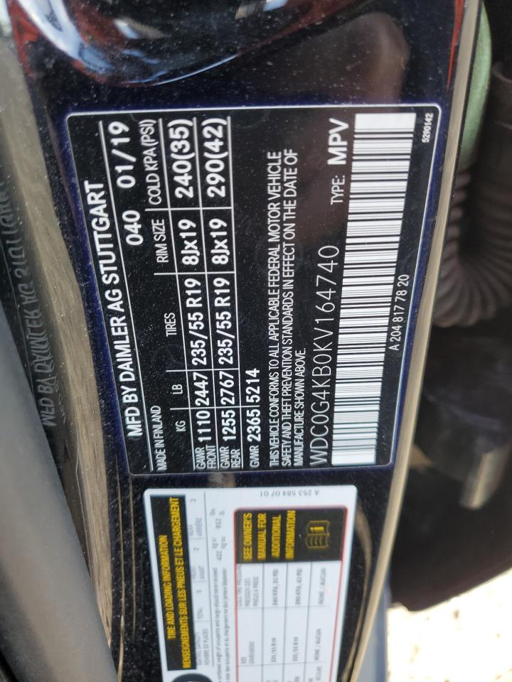 2019 Mercedes-Benz Glc 300 4Matic VIN: WDC0G4KB0KV164740 Lot: 82340155