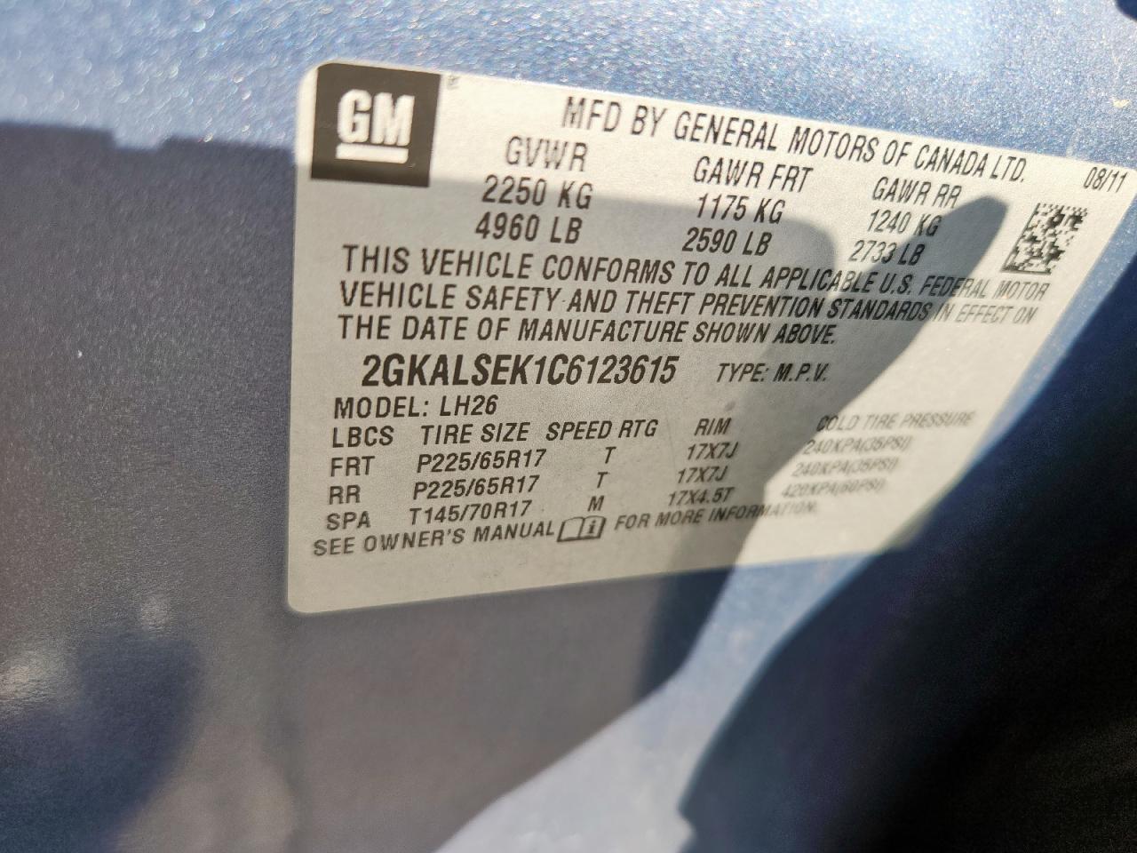 2012 GMC Terrain Sle VIN: 2GKALSEK1C6123615 Lot: 84915095