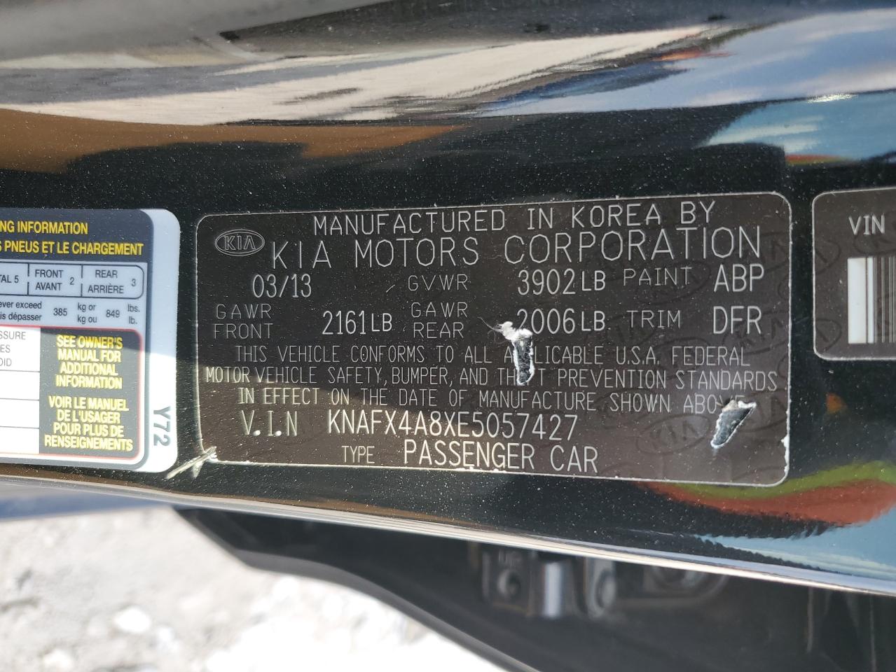 2014 Kia Forte Ex VIN: KNAFX4A8XE5057427 Lot: 87103495