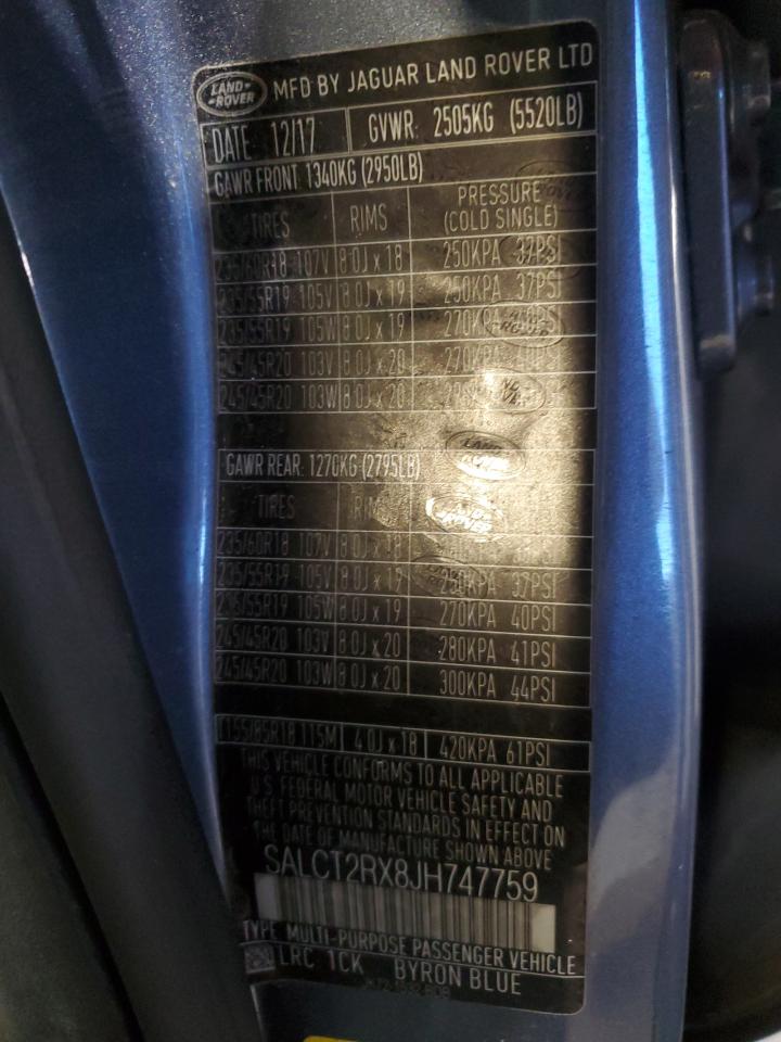 2018 Land Rover Discovery Sport Hse Luxury VIN: SALCT2RX8JH747759 Lot: 82225185