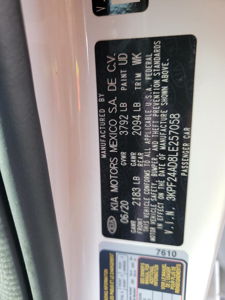 2020 Kia Forte Fe VIN: 3KPF24AD8LE257058 Lot: 82360175