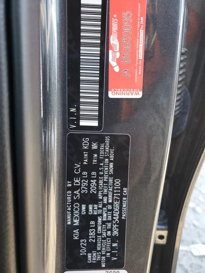 2024 Kia Forte Gt Line VIN: 3KPF54AD6RE711100 Lot: 89727515