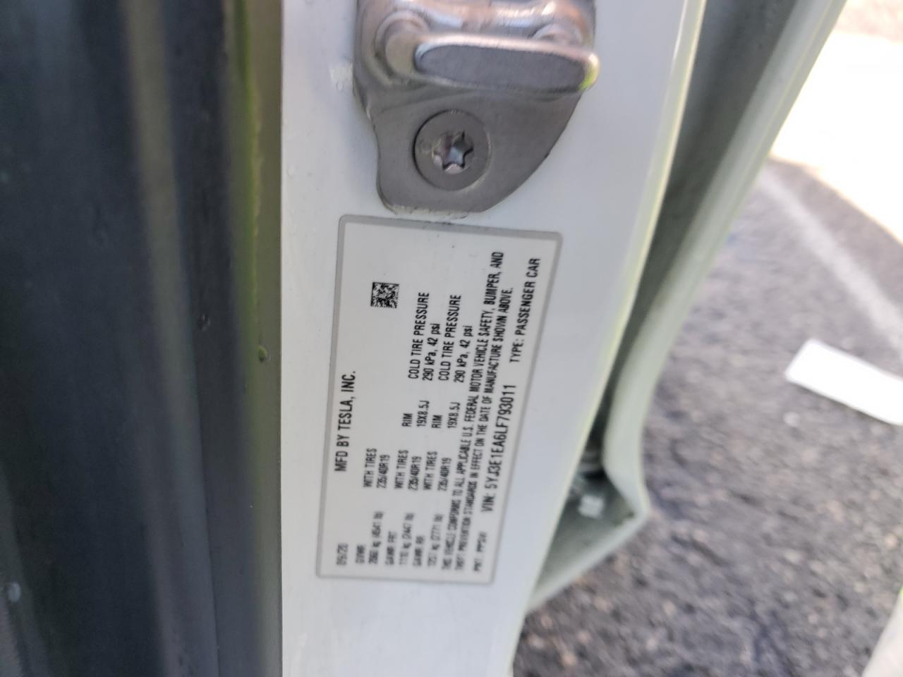 2020 Tesla Model 3 VIN: 5YJ3E1EA6LF793011 Lot: 86673815